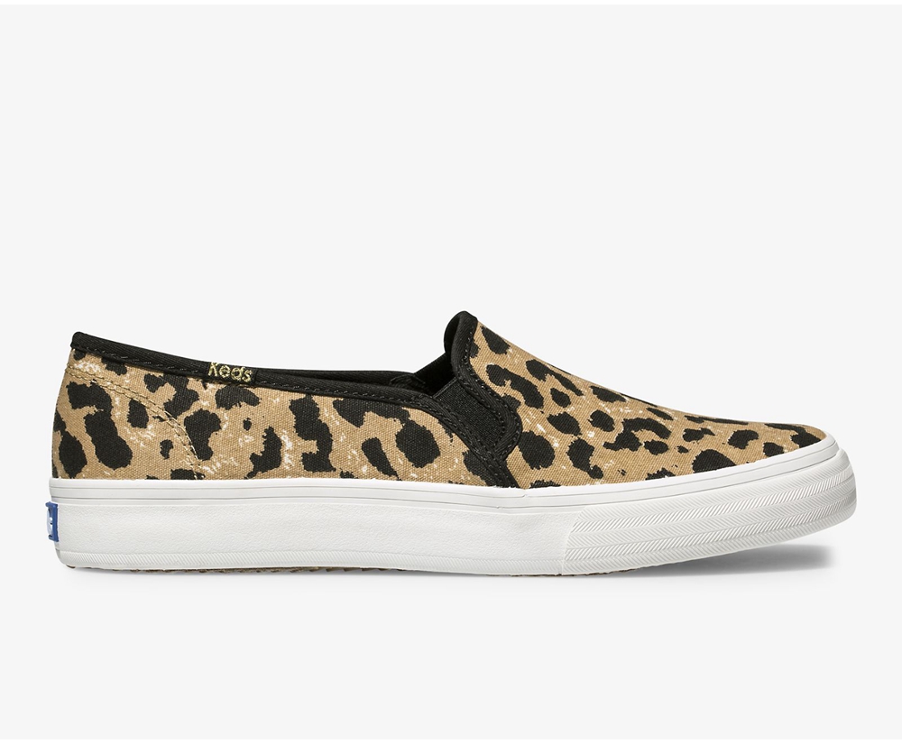 Slip Ons Keds Mujer Marrom - Double Decker Leopard - 0286-RYVQT